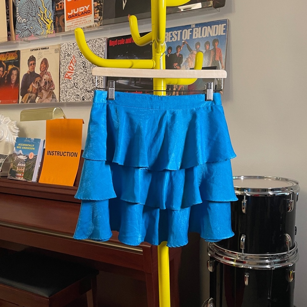 Zara Blue Ruffle Mini Skirt (Size S)